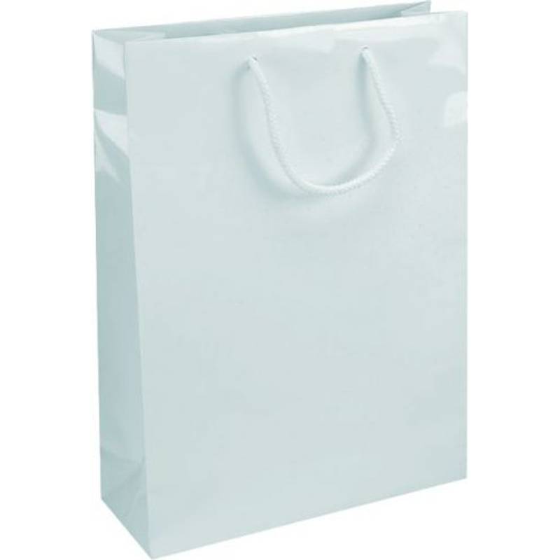 IVONE 24 Papírová dárková taška, lesklá, 24x9x35 cm, bílá